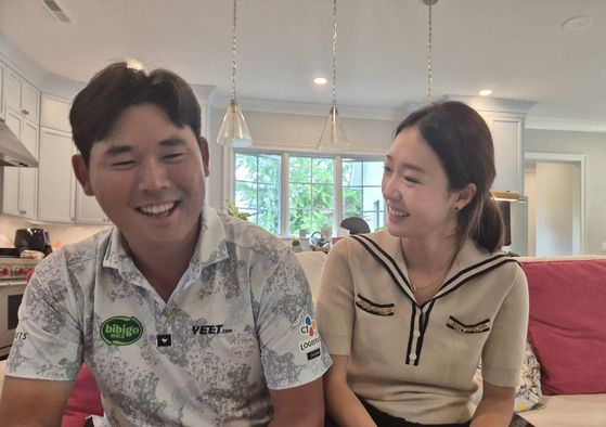 김시우와 오지현 부부. 성호준 기자