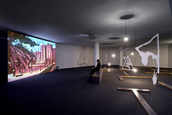 지난 봄 서울 아틀리에 에르메스에서 연 김아영 개인전 '플롯, 블롭, 플롭 (Plot, Blop, Plop)' 전시 전경. 사진 아틀리에 에르메스