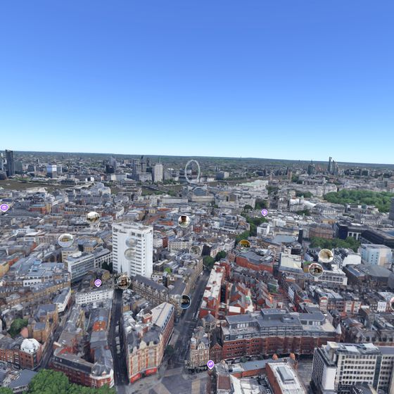 갤럭시 XR에서 구글 지도를 실행했을 때 3D 지도를 볼 수 있는 이머시브 뷰 기능이다. 이우림 기자