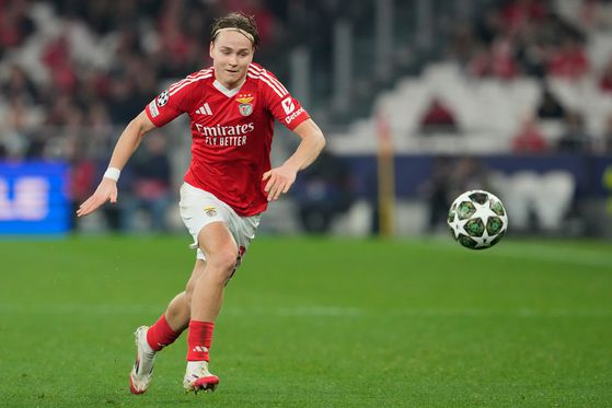 벤피카에서 뛰는 노르웨이 축구대표 안드레아스 시엘데루프. AP=연합뉴스