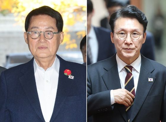 박지원 더불어민주당 의원(왼쪽), 김민석 국무총리(오른쪽). 연합뉴스