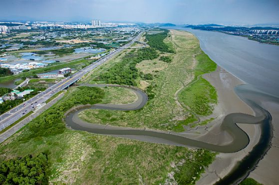 이동환 고양시장(오른쪽)이 지난 7월 람사르협약 당사국총회(COP15)에 습지보전 우수사례 도시로 초청돼 ‘드론 활용 철새 먹이주기 사업’을 발표하고 있다. 사진 고양시