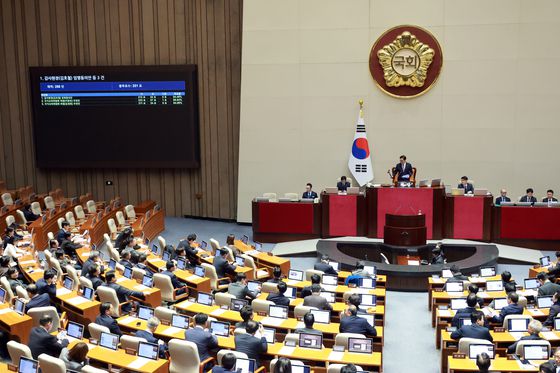 30일 국회 본회의에서 감사원장(김호철) 임명동의안 등 안건이 통과되고 있다. 연합뉴스