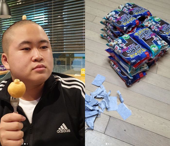 배우 정은표 아들 정지웅이 포켓몬빵 대량 구매를 인증했다. 사진| 정지웅 SNS