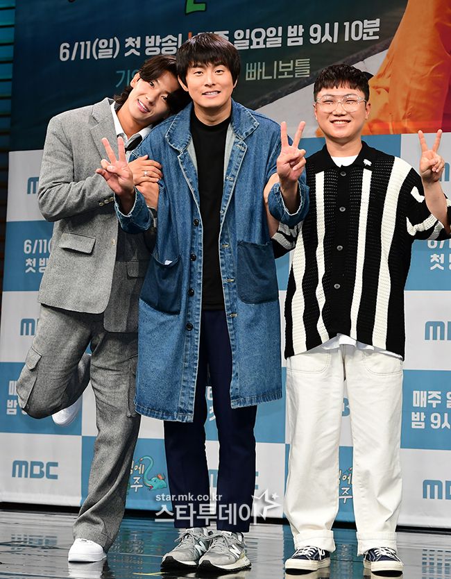 ‘태계일주2’ 제작발표회에 참석한 덱스(왼쪽부터), 기안84,빠니보틀. 사진| 강영국 기자