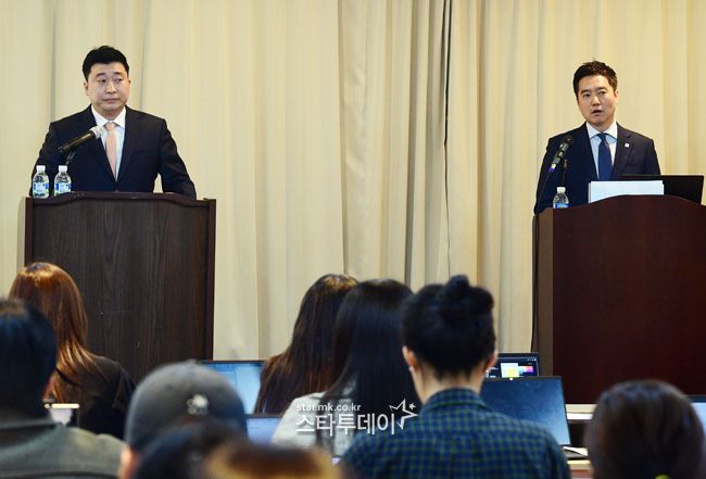 고 김새론 유족 측 법률대리를 맡은 부지석 변호사와 가세연 김세의 대표. 사진ㅣ유용석 기자