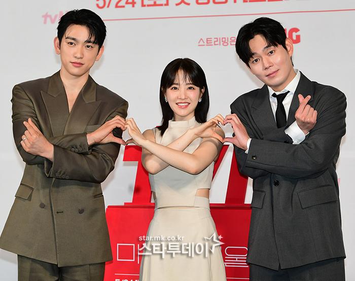 ‘미지의 서울’ 제작발표회에 참석한 박진영, 박보영, 류경수. 사진| 강영국 기자