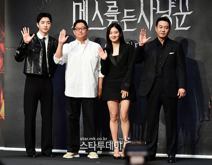 강훈(왼쪽부터), 이정훈 감독, 배우 박주현, 박용우. 사진|강영국 기자