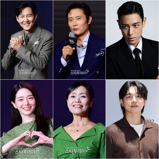 이정재, 이병헌, 탑, 박규영, 강애심, 공유. 사진|스타투데이DB, THE SEED
