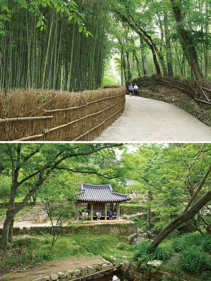 (위) 소쇄원 가는 길 (아래) 운치 그윽한 소쇄원