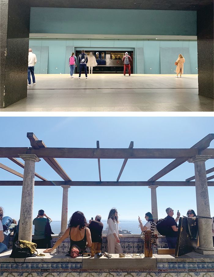 (위) 리스본 지하철 플랫폼 전경 (아래) 포르타스 두 솔 전망대