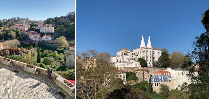 (우) 신트라 시가지 전경 (아래) 무어 양식의 건축물 신트라 국립궁전