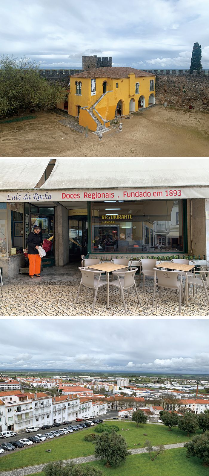 (위에서 부터) 베자 성 안에 자리한 박물관, 130년 넘게 베자를 지켜온 ‘루이스 다 로샤’ 카페, 베자 도심 전경