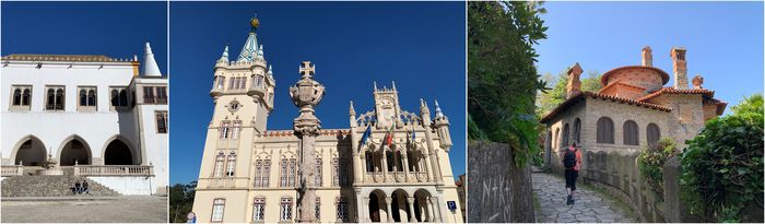 (좌측 1, 2번째)무어 양식 건축물 신트라 국립궁전, (우측)무어성 입구로 가는 산책로