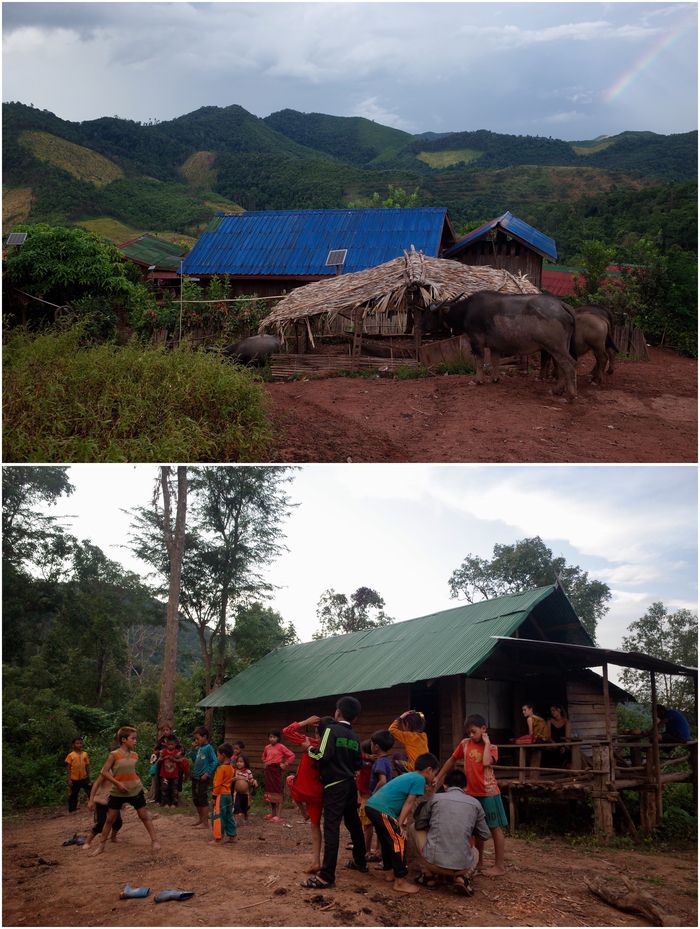 (위)남하국립공원에 위치한 소수민족 마을 전경 (아래)소수민족 마을의 어린이들과 함께