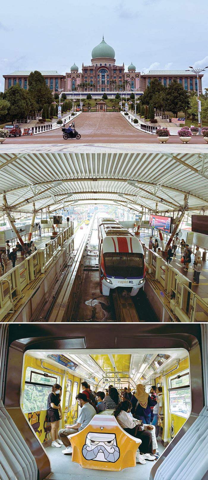 (첫 번째 사진)총리 관저 등이 있는 연방정부사무소 건물 ‘푸트라 페르다나’ (둘째, 셋째 사진)쿠알라룸푸르 시내 중심지를 관통하는 모노레일