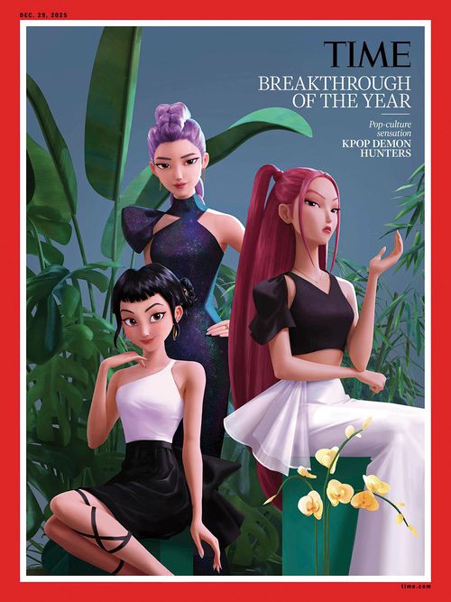 「타임지」 커버를 장식한 헌트릭스
(ⓒIllustration by Sony Pictures Imageworks for TIME; Simon Baek and Mingjue Helen Chen; Scott Watanabe; Netflix)