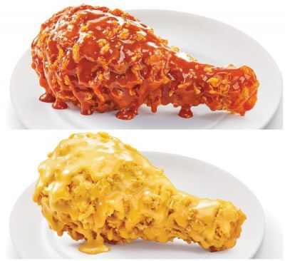 베트남 롯데리아에서 판매하는 K소스 치킨(위)과 치즈 소스 치킨. 롯데GRS 제공