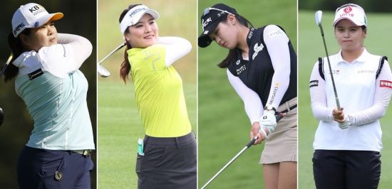 '해외파 연합'과 '팀 KLPGA'가 오렌지라이프 챔피언스트로피에서 자존심 대결을 펼친다. 왼쪽부터 박인비, 유소연, 박현경, 최혜진.