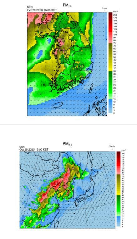 초미세먼지(PM-2.5) 대기질 농도 전망 (제공=에어코리아 홈페이지)