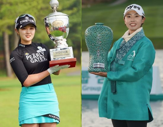 박현경(왼쪽)과 안나린은 올해 KLPGA투어에서 2승씩을 올리며 흥행을 주도했다.