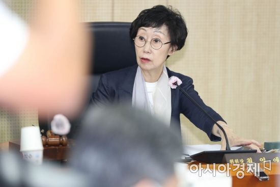 최영애 국가인권위원장이 지난해 7월30일 서울 중구 국가인권위원회에서 열린 제26차 상임위원회에서 발언하고 있다. 인권위는 고 박원순 전 서울시장의 성추행 의혹 등 피해자와 여성단체들이 요구한 안건들을 직권 조사할지 결정할 예정이다. /문호남 기자 munonam@