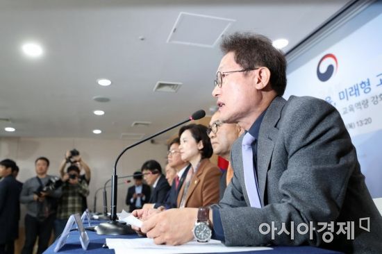 조희연 서울시교육감이 7일 정부서울청사 브리핑룸에서 열린 '고교서열화 해소 및 일반고 역량 강화 방안' 기자회견에서 발언하고 있다. /문호남 기자 munonam@