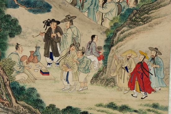 대쾌도 중 일부 술을 따르는 모습