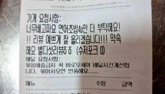 지난달 3일에는 상품을 주문하면서 약 7000원짜리 음식을 추가로 달라며 요구하는 '별점 갑질' 사례가 알려졌다. / 사진=인터넷 홈페이지 캡처