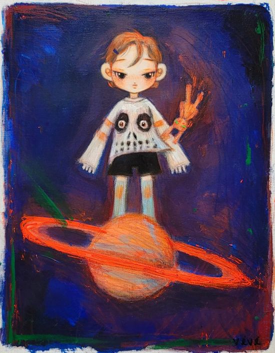 Hang in there!
41.0 X 31.8 cm
Acrylic, color pencil on canvas 2021