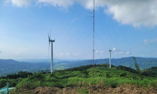 영암풍력발전소의 풍황계측 기상탑. /사진=장효원 기자