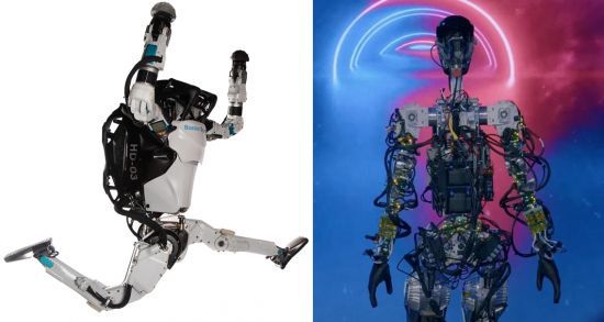 아틀라스(좌)와 옵티머스 / 사진=보스턴 다이내믹스 홈페이지, 테슬라 유튜브 캡처