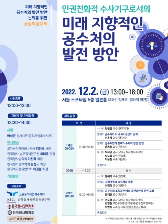 미래 지향적인 공수처의 발전 방안 논의를 위한 공동학술대회 포스터./이미지=공수처 제공