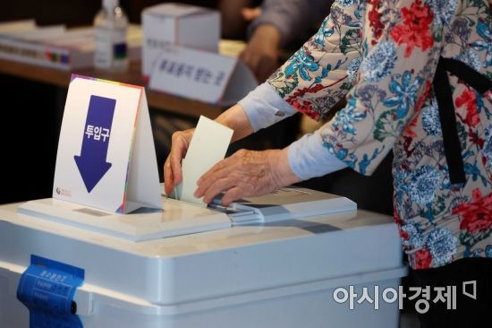 유권자들이 소중한 한 표를 행사하고 있다