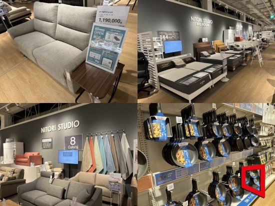 니토리 홈플러스 영등포점에서 판매 중인 가구 및 생활용품들. [사진=이명환 기자]