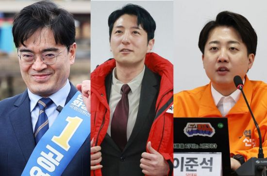 (왼쪽부터) 22대 총선 화성을 민주당 공영운 후보, 국민의힘 한정민 후보, 개혁신당 이준석 후보