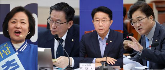 (왼쪽부터)추미애 당선인, 정성호, 조정식, 우원식 의원.
