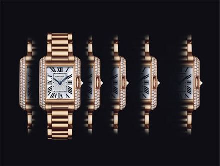 탱크 앙글레즈 S 모델 다이아몬드 세팅 핑크골드