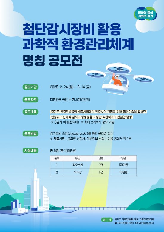첨단감시장비 활용 과학적 환경관리체계 명칭 공모전 안내 포스터