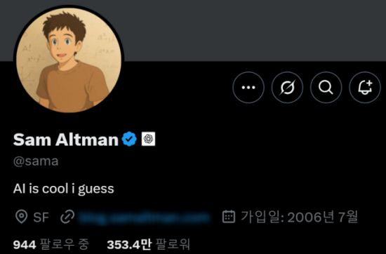 오픈AI 최고경영자(CEO)도 자신의 프로필 사진을 '지브리풍 그림'으로 바꾸기도 했다. 엑스(X) 캡처