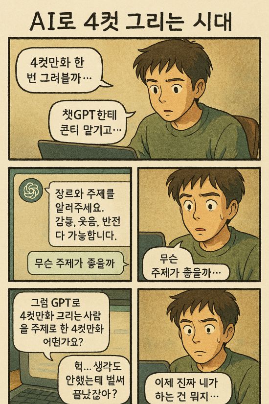 기자가 요청한 지브리풍 4컷 만화.