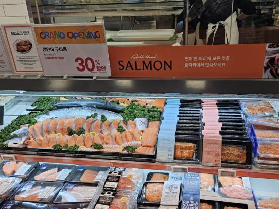 가장 수요가 많은 '연어'를 선보이는 '연어의 모든 것'존이다. 사진=박재현 기자