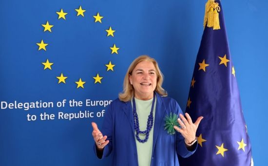 마리아 카스티요 페르난데즈 주한EU대사가 서울 사무소에서 아시아경제와 인터뷰 하고 있다. 조용준 기자