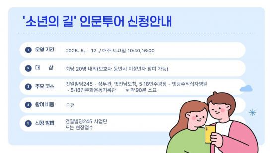 '소년의 길' 인문 투어 신청 안내. 광주시 제공