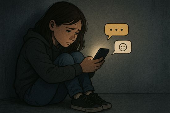 인공지능(AI)로 생성한 스마트폰을 이용해 채팅을 하는 청소년의 모습. DALL-E3