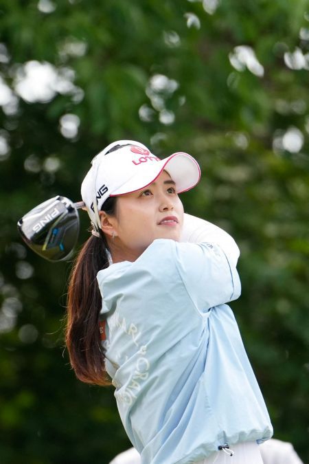 최혜진이 마이어 LPGA 클래식 4라운드 4번 홀에서 티샷을 하고 있다. 벨몬트(미국)=AFP연합뉴스