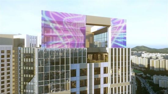 부산 해운대구 르엘 리버파크 센텀 옥탑에 설치될 미디어파사드. 롯데건설 제공