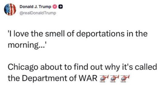 시카고시 겨냥 트럼프 대통령 트루스소셜 게시물. 도널드 트럼프 미 대통령 트루스소셜 캡처.