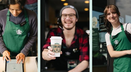 새 복장 규정이 나오기 전인 2023년 11월 스타벅스 보도자료에 사용된 스타벅스 직원들 모습. 스타벅스