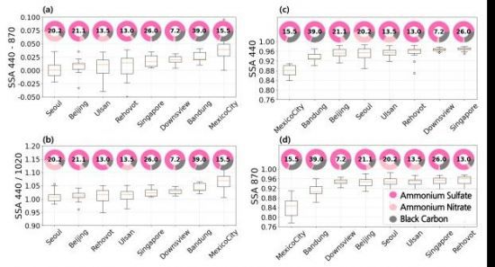 전 세계 도시별 미세먼지 성분과 장단파장 산란 특성.